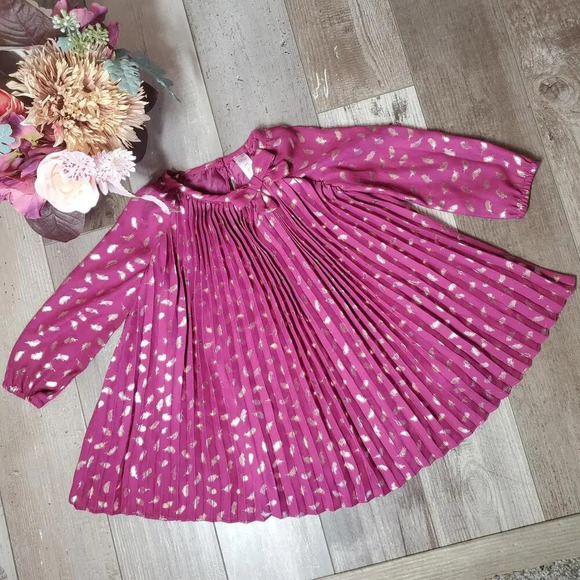 Cherokee Purple and Gold Baby Girl Metallic Gold Feather Fan Dress Size 18m NWOT - Picture 1 of 14